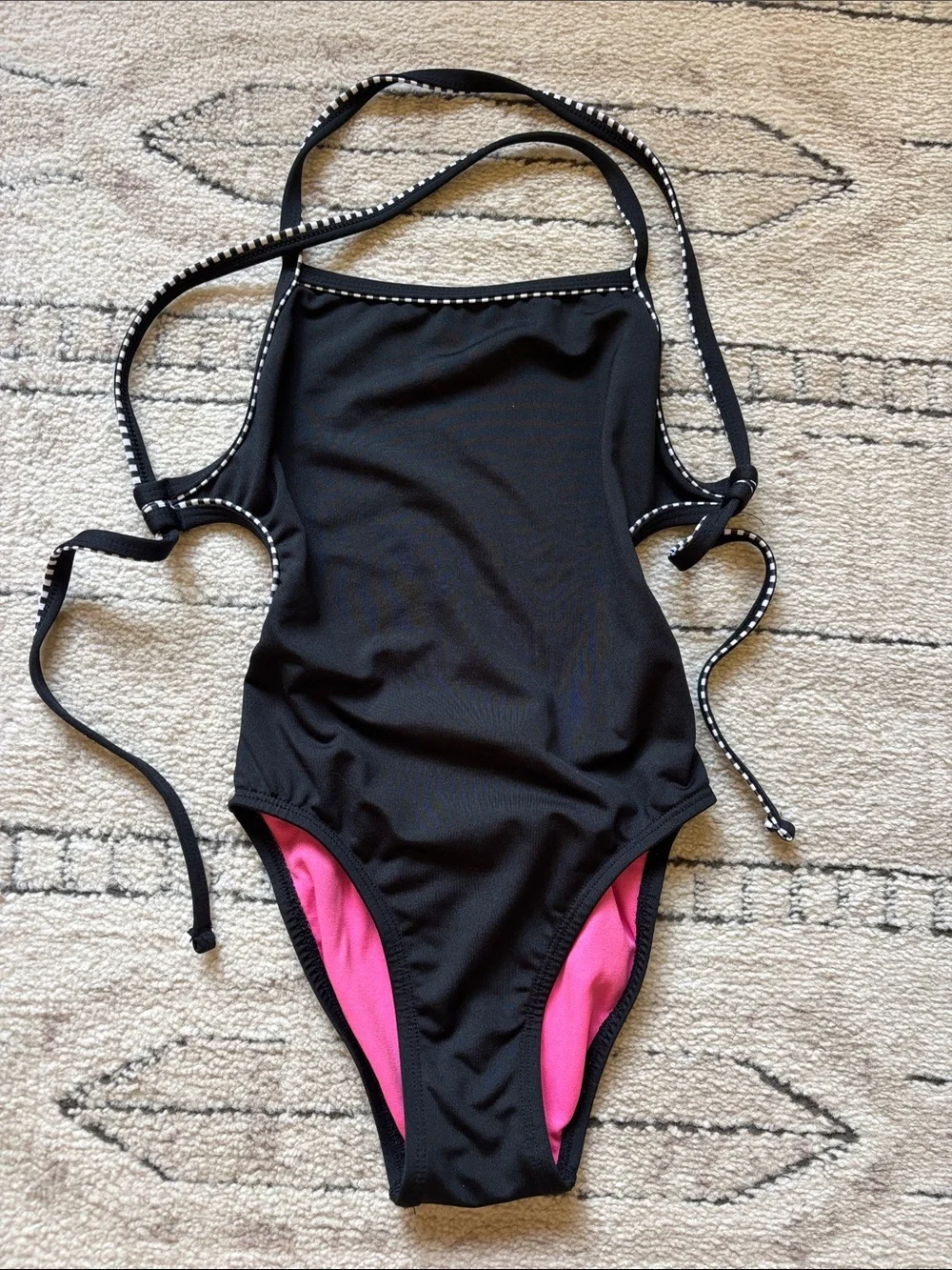 Dolfin Uglies Kids Black One-Piece Swimsuit with Pink Lining